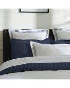 Housse de traversin en satin de coton Bastia bleu foncé/blanc - 43x210 cm