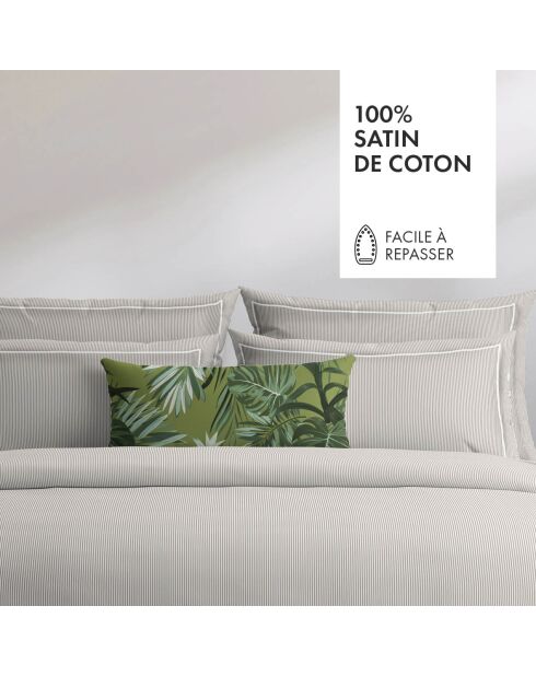 Parure housse de couette en percal de coton Lyon Taupe