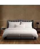 Parure housse de couette en satin de coton Vibrance végétale Blanc / Blanc