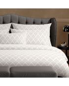 Parure housse de couette en satin de coton Vibrance végétale Blanc / Blanc