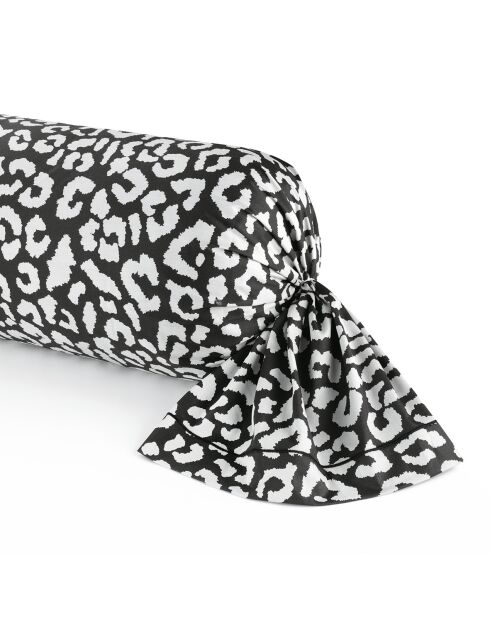 Housse de traversin cotton satin - Noir fauve noir - 43x210 cm