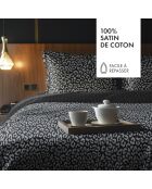 Housse de traversin cotton satin - Noir fauve noir - 43x210 cm