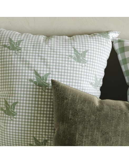 Taie d'oreiller en coton Vichy Canards Vert - 70x90 cm