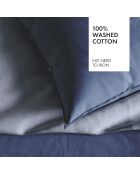 Taie d'oreiller en coton lavé Uni Bleu foncé