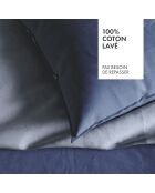 Taie d'oreiller en coton lavé Uni Bleu foncé