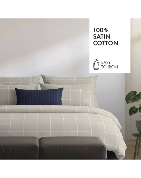 Parure housse de couette en satin de coton - Arthur Taupe
