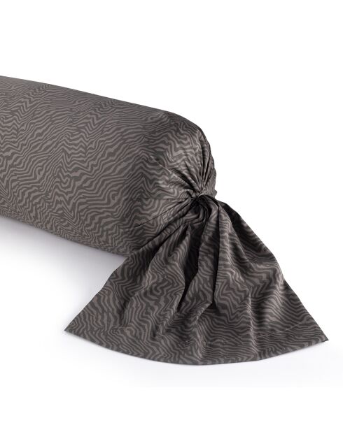 Housse de traversin en satin de coton zébré marron - 43x210 cm