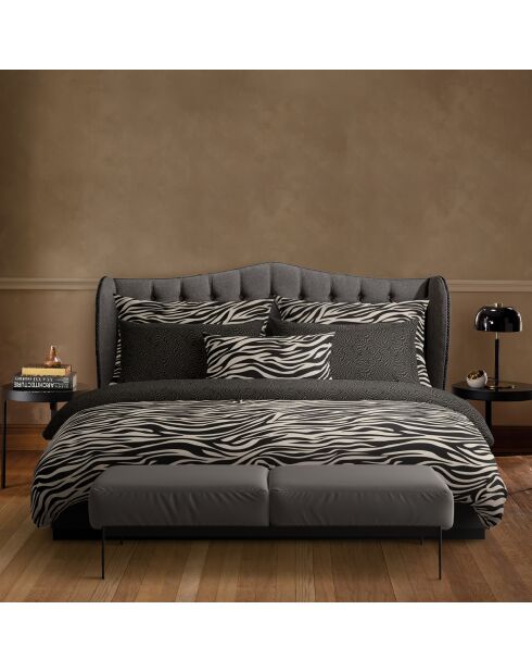 Housse de traversin en satin de coton zébré marron - 43x210 cm