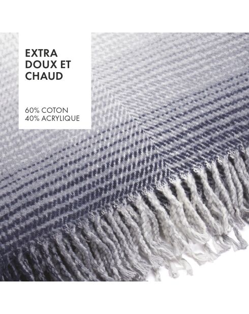 Plaid tissé en coton Gris - 130x180 cm