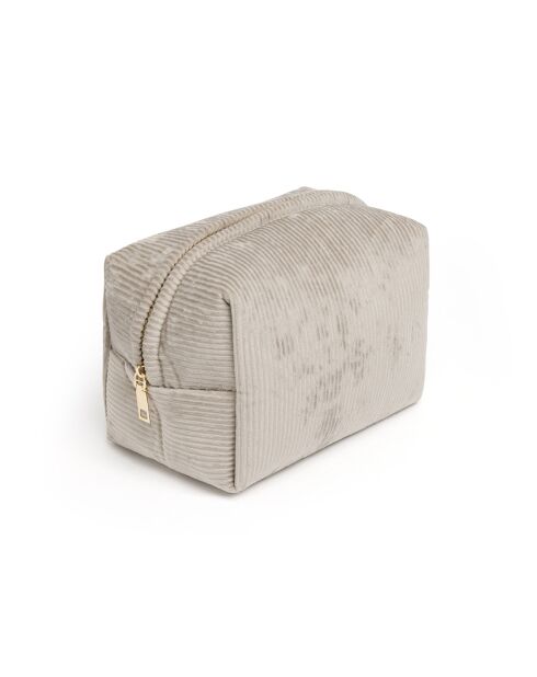 Pochette velours côtelé Taupe - 21x13x13 cm