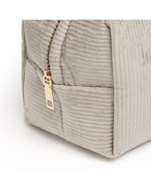 Pochette velours côtelé Taupe - 21x13x13 cm