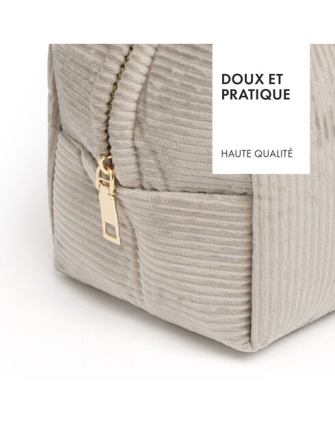 Pochette velours côtelé Taupe - 21x13x13 cm
