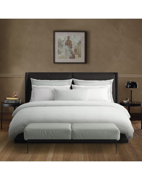Parure housse de couette en satin de coton vert olive