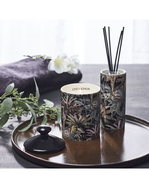 Bâtonnets parfumés en support en porcelaine Jungle Monkey - Noir - Jasmin & Ylang-Ylang - 100 ml