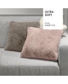 Housse de coussin en fausse fourrure rose clair - 40x40 cm