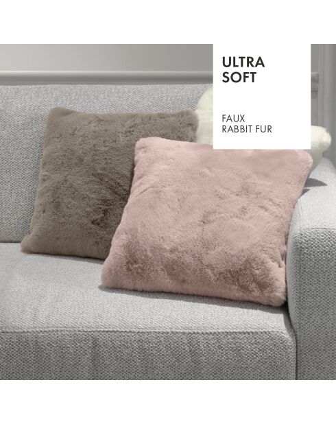 Housse de coussin en fausse fourrure rose clair - 40x40 cm