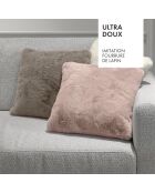 Housse de coussin en fausse fourrure rose clair - 40x40 cm