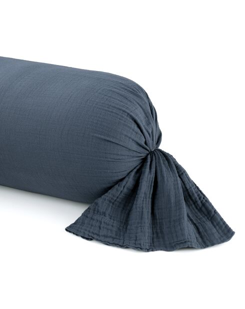 Housse de traversin en gaze de coton Uni Bleu 14 - 43x210 cm