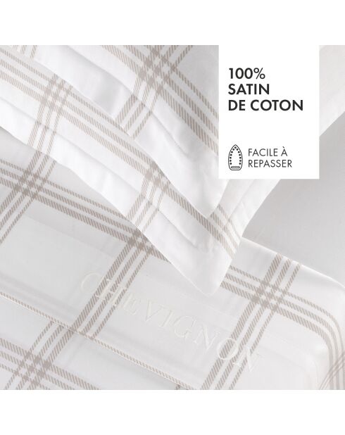 2 Taies en satin de coton - Aaron Taupe -50x70 cm