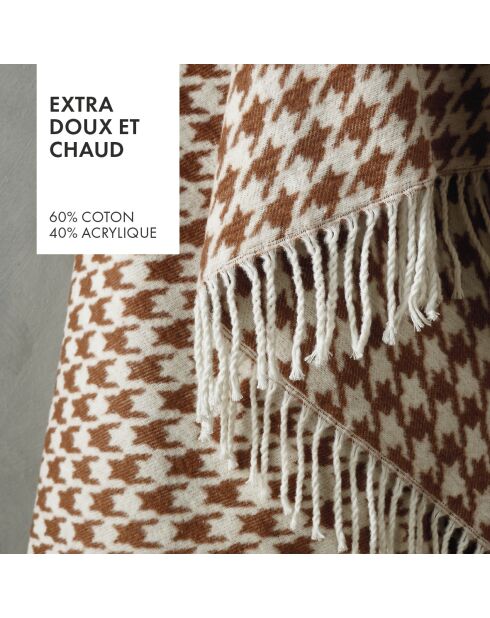 Plaid pied de poule marron - 130x170 cm