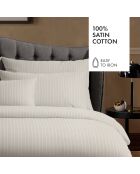2 Taies d'oreiller en satin de coton Rayures classiques Taupe