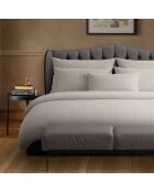 2 Taies d'oreiller en satin de coton Rayures classiques Taupe