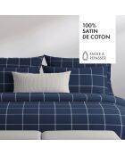 Housse de traversin en satin de coton - Arthur Bleu foncé - 43x210 cm