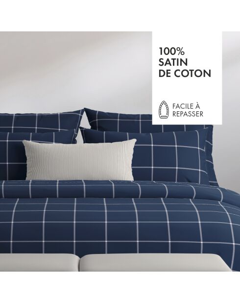 Housse de traversin en satin de coton - Arthur Bleu foncé - 43x210 cm