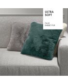 Housse de coussin en fausse fourrure verte - 40x40 cm