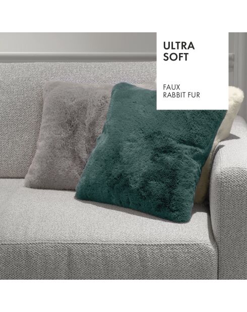 Housse de coussin en fausse fourrure verte - 40x40 cm