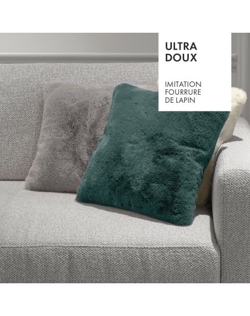 Housse de coussin en fausse fourrure verte - 40x40 cm