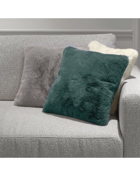 Housse de coussin en fausse fourrure verte - 40x40 cm