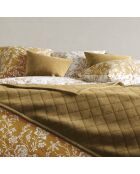 Housse de coussin en velours côtelé moutarde