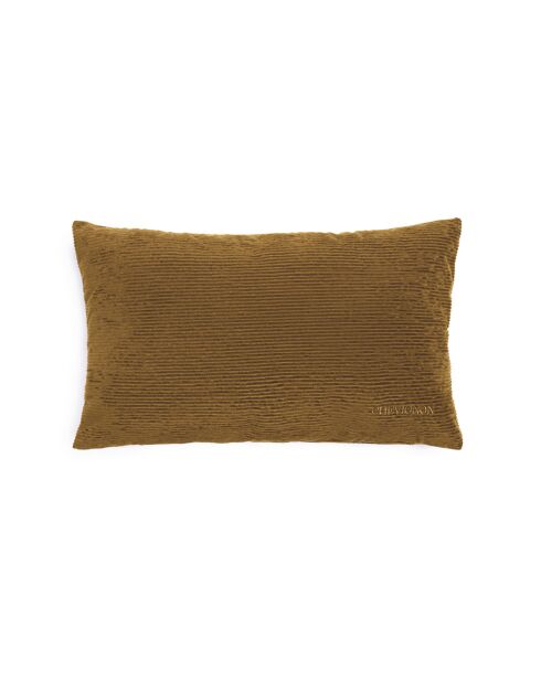 Housse de coussin en velours côtelé moutarde