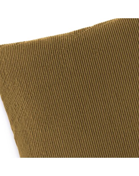 Housse de coussin en velours côtelé moutarde