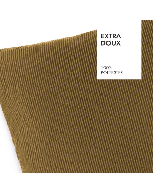 Housse de coussin en velours côtelé moutarde