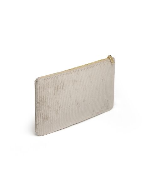 Pochette plate velours côtelé Taupe - 20x12 cm