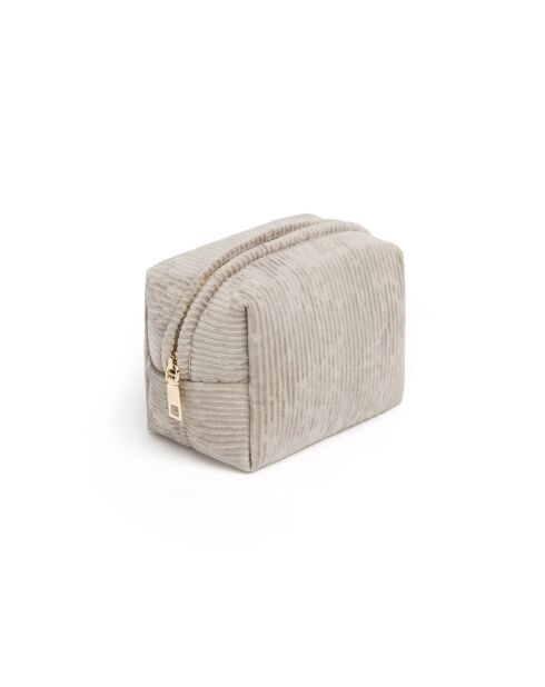 Pochette velours côtelé Taupe - 15x10x10 cm