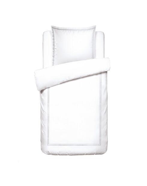 Parure housse de couette en satin de coton Bastia Gris/Blanc