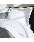 Parure housse de couette en satin de coton Bastia Gris/Blanc