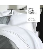 Parure housse de couette en satin de coton Bastia Gris/Blanc