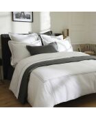 Parure housse de couette en satin de coton Bastia Gris/Blanc