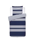 Parure housse de couette en satin de coton bleu Sylvestre