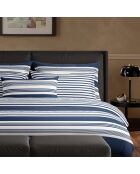 Parure housse de couette en satin de coton bleu Sylvestre