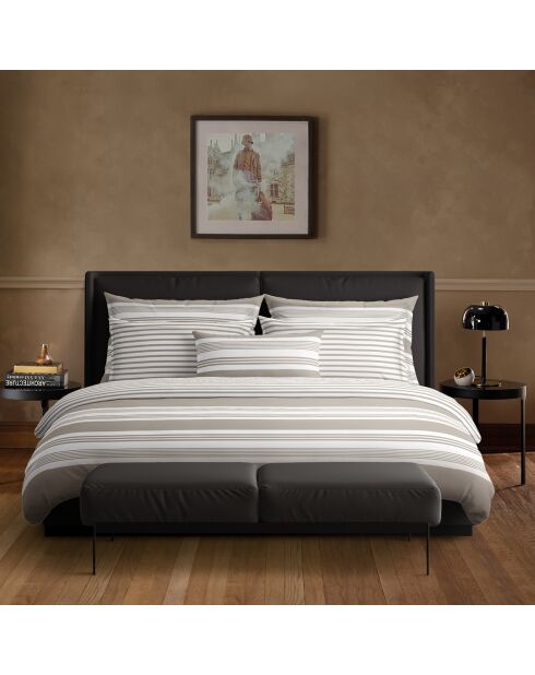 2 Taies d'oreiller en satin de coton Sylvestre Taupe