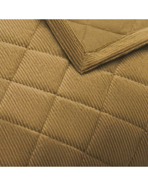 Couvre-lit en velours côtelé Diamond Mustard - 180x220 cm