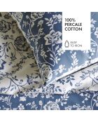 Taie d'oreiller percale cotton Fleurs Blue