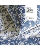 Taie d'oreiller percale cotton Fleurs Blue