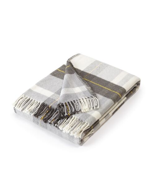 Plaid à carreaux tissé tartan gris/blanc - 130x170 cm