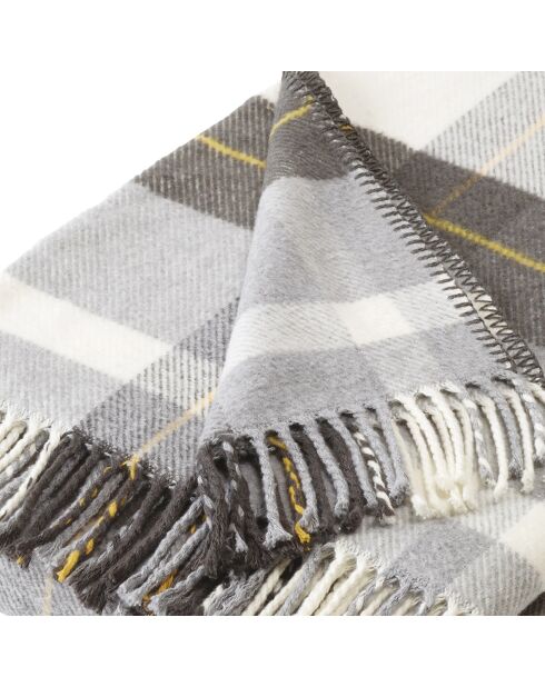 Plaid à carreaux tissé tartan gris/blanc - 130x170 cm